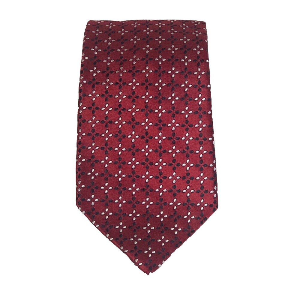 Men's Tommy Hilfiger Silk Tie Necktie MADE IN USA Red/White/Blue Micro Print EUC